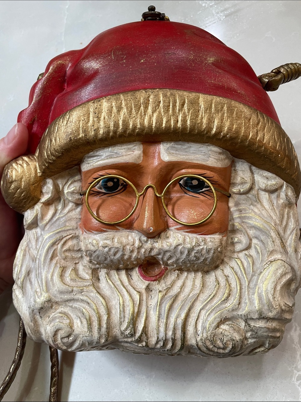 Timmy Woods Red & Gold Santa Face Shoulder Bag